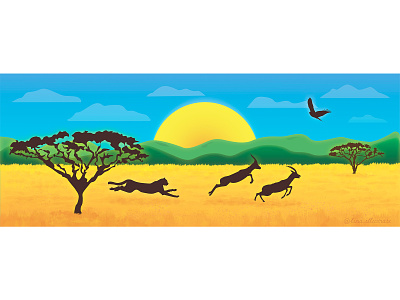 Savanna adobe illustrator antelope cheetah hunting illustration savanna sun vector vector illustration