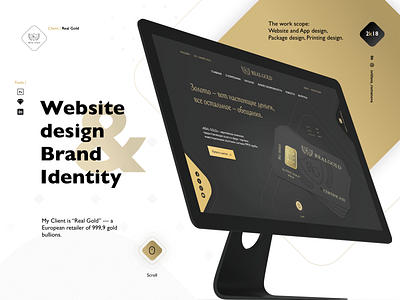 Real Gold Website Design black brand branding branding design ecommerce shop gold foil icon identity minimal modern design package package design packaging design ui ui design ux webdesign website website design