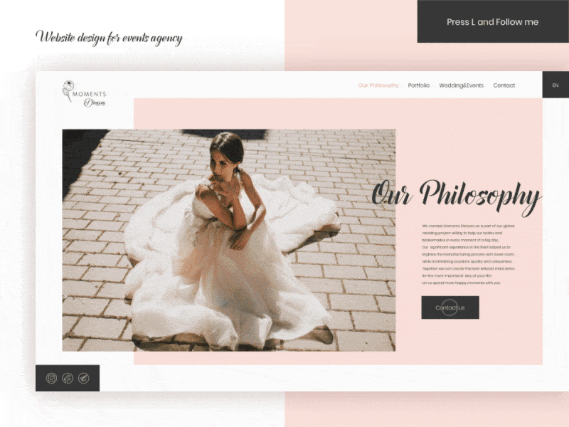 Website design for Moments events agency