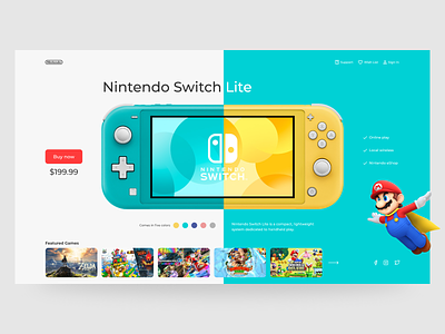 Nintendo Switch Lite Promo page gaming console handheld play mario nintendo nintendo switch lite playstation ui ux web page xbox zelda