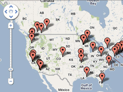 Plotting blue globalvillage google map marker red