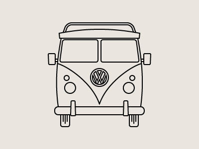 Sandy bus icons illustration monoline vw