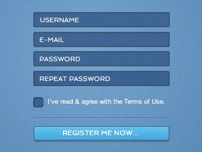 Registration form blue texture ui