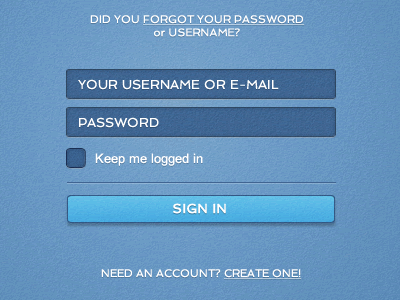 Login form blue clean simple ui