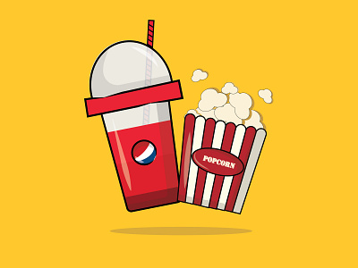 cold drink and pop corn cold drink creative creatureillustration design flat design flatdesign illustration popcorn vector vector art vectorart