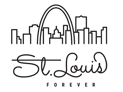 St. Louis Forever arch design graphic illustration lettering line drawing missouri skyline st. louis
