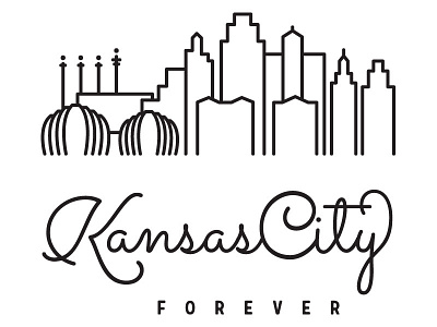 Kansas City Forever design graphic illustration kansas city kc lettering line drawing skyline