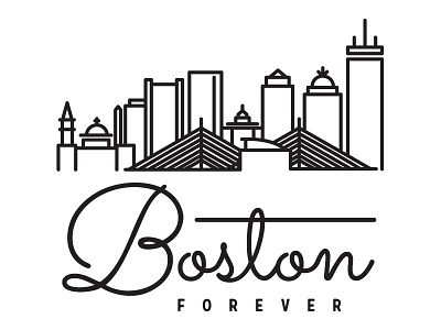 Boston Forever boston design graphic illustration lettering line drawing massachusetts skyline