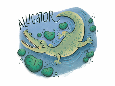 A is for Alligator alligator animal doodle drawing hand drawn illustration illustrator lettering wild animals