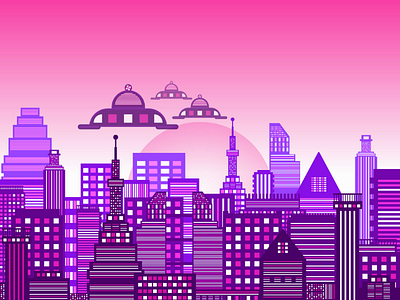 Future City (24*7 alien support) cityscape design graphic illustrator minimal