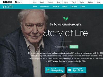 David Attenborough's Story of Life - Hub Page attenborough bbc mobile nature responsive tablet ui ux website wildlife