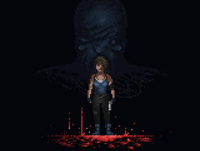 Resident Evil 3 - Jill Valentine & Nemesis boxart characterdesign concept digitalart game gameart gamedev illustration jill nemesis pixelart poster residentevil