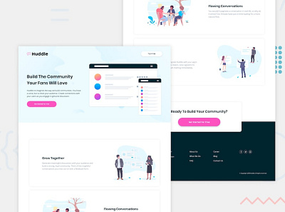 Huddle landing page with alternating feature blocks css3 flexbox front end development html5 webdesign