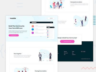 Huddle landing page with alternating feature blocks