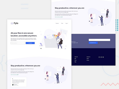 Fylo landing page with two column layout