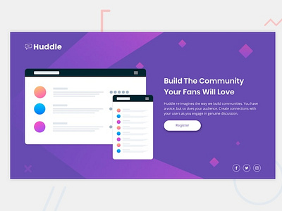 Huddle landing page with a single introductory section