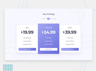 Pricing component with toggle css3 flexbox front end development html5 javascript webdesign