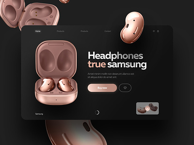 Samsung Galaxy Buds buds design headphone headphones minimal online shop online store samsung samsung galaxy shop store typography ui ux website