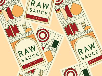 RAW Sauce Label Design branding colorful colourful design flat geometry graphic design hot sauce illustrator label design logo packaging design