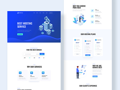 PURX - VPS Web Hosting Landing Page card cdn clean cloud computing domain service flat illustration home page hosting service landing page platform pricing ui ux vps hosting web web design web landing page website website design wordpress theme