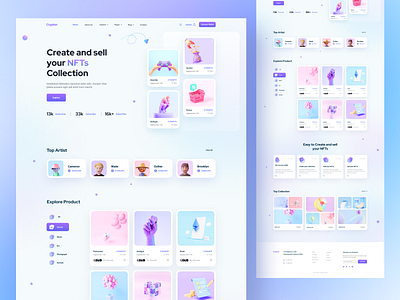 NFT landing page design bitcoin blockchain crypto cryptoart cryptocurrency digital art ethereum marketplace nft nft 3d nft landing page nft marketplace nft ui nft website nft website design nfts themeforest token web3