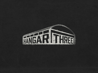 Hangar Three Logo airplane branding design hangar illustration logo plane rubber sketch stamp texture wwii