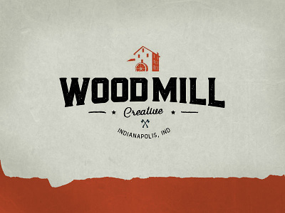 WoodMill Logo antique axe branding creative design hipster logo mill retro typography vintage wood