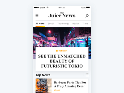 TheJuiceNews ios mobile mobile app news newspaper ui ux white