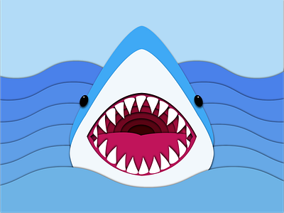 Shark papercut illustrator jaws papercut sea shark