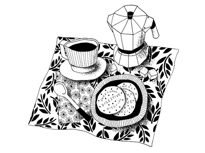 Inked Coffee Illustration blackandwhite bxw coffee drawing illustration inking lineart still life