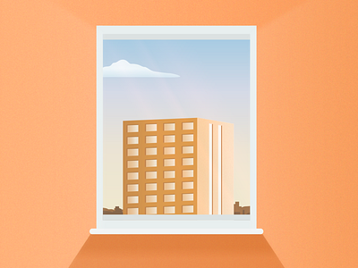 Window view - illustration 2020 design adobe illustrator aesthetic blue sky building calm clean cloud illustrator minimalist orange orange aesthetic soft sunset vector art vector illustration view window