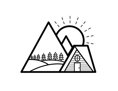Campsite logo backpacking black lines cabin camp camper camping camping logo campsite hut logo minimalist logo mountain lgo mountains outdoors simple logo summer camp sunshine travelling