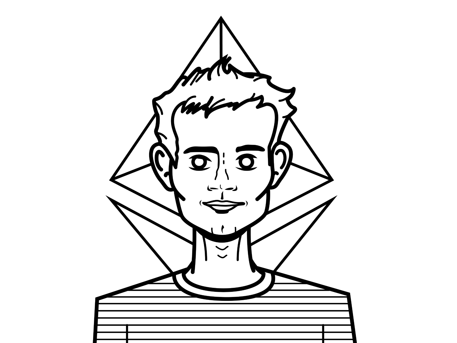 Vitalik (Ethereum) - Vector character design character simple black and white line art vector character character design vector dogecoin bitcoin cryptocurrency crypto ethereum