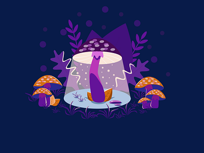 Magic Mushroom illustration light mushroom plant purple