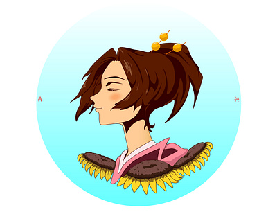 Samurai champloo. Fuu. character design flowers illustration illustrator vectorart