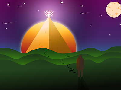 Eye of Horus in Teal and Orange. affinitydesigner eyes illustraion landscape pyramid sky