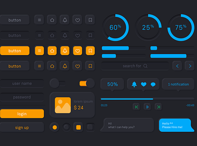 UI Kit - Dark mode adobexd affinitydesigner figma graphic design ui uidesign