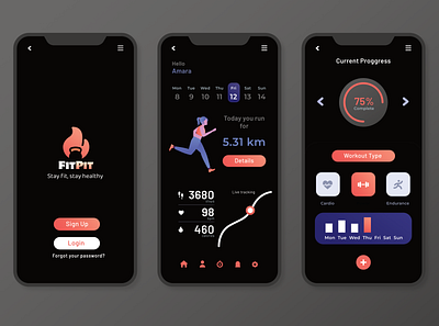 Dark UI Workout App Redesign adobexd affinitydesigner animation branding design figma graphic design illustration logo ui