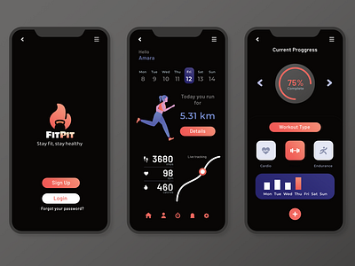 Dark UI Workout App Redesign