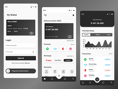 My Wallet UI Design app design icon typography ui