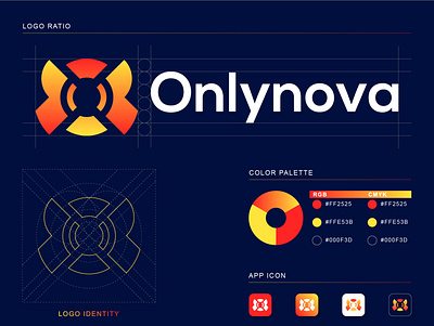 Onlynova Logo Design | Modern Logo 2020 | Creative Logo Design brand identity branding design icon icon design logo stylish logo trend logo design trend logo design 2020 ui