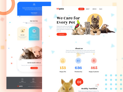 Pet Animal Landing Page Design | UI/UX Design 2020| debut home page design minimal landgin page trending web template design website template