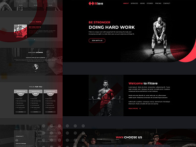 Fitness and GYM Center Landing Page | Adobe XD 2020 dark theme debut fitness landing page gym landing page home page design landing page minimal landgin page trending web template design website template