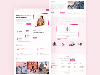 Travel Landing Page adventure booking clean community concept homepage landing page nature travel agency travel app travel guide travel web travel website travelling trip planner uiuxdesign web ui webdesign website website design