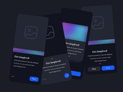 Onboarding Screens (Dark color Scheme)