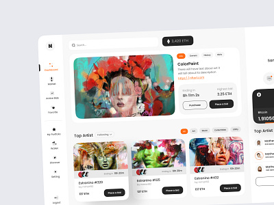 NFT Dashboard app application branding clean dashboard dashboard design design illustration light logo marketplace nft nft dashboard nft design ui ui design uiux ux web website