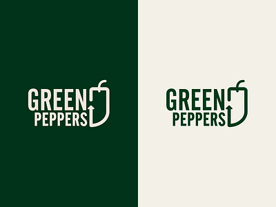 Green Peppers badge brand design color palette environment design green pepper logo logotype peppers typography