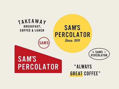 Sam's Percolator Branding Concepts americana badge badge design brand design brand identity branding cafe logo color palette logo logo design typography vector vintage logo