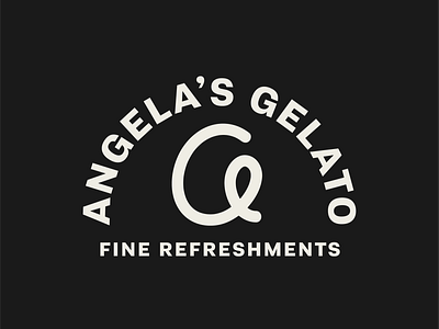 Angela's Gelato badge brand design branding color palette handlettering logo logo design monogram typography
