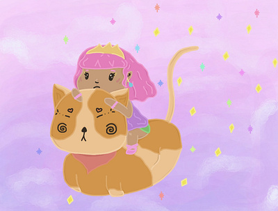 Cat Pegasus cat childrens art childrens illustration illustration